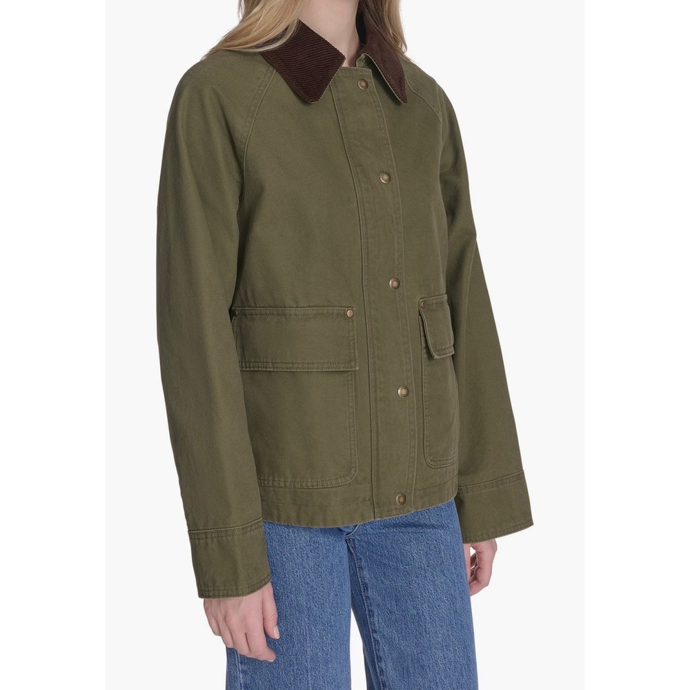 Levis Olive Green Cotton Canvas Field Jacket Corduroy Collar 1906646 Womens S